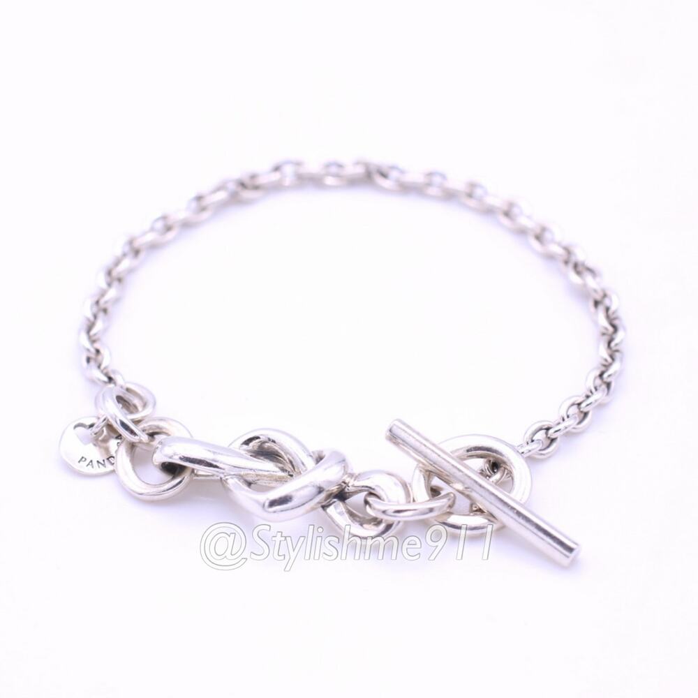 Authentic PANDORA Knotted Hearts T-Bar Bracelet
